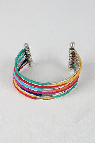 Hammered Wrapped Thread Cuff Bracelet
