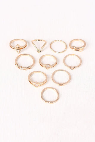 Crescent Arrow Multi Ring Set