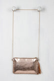 Metallic Floral Tassel Crossbody Bag
