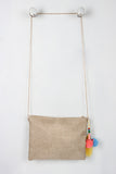 Embroidered Boho Beaded Pom Pom Bag