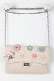 Girly Embellishments Quilted Crossbody Bag