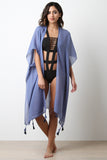Smile Open Front Palm Tree Longline Kimono