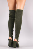 Fitted Elastane Chunky Heeled Over-The-Knee Boots