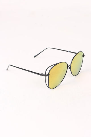 Wire Framed Mirrored Lens Aviator Sunglasses