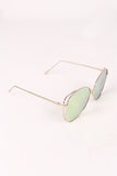 Wire Framed Mirrored Lens Aviator Sunglasses