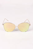 Wire Framed Mirrored Lens Aviator Sunglasses