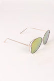 Wire Framed Mirrored Lens Aviator Sunglasses