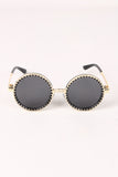 Spike Accent Circular Lens Metal Framed Sunglasses