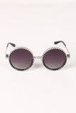 Spike Accent Circular Lens Metal Framed Sunglasses