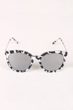 Printed Plastic Frame Mirrored Wayfarer Sunglasses