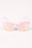 Printed Plastic Frame Mirrored Wayfarer Sunglasses
