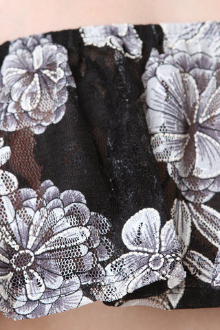 Sheer Floral Lace Mesh Bardot Crop Top