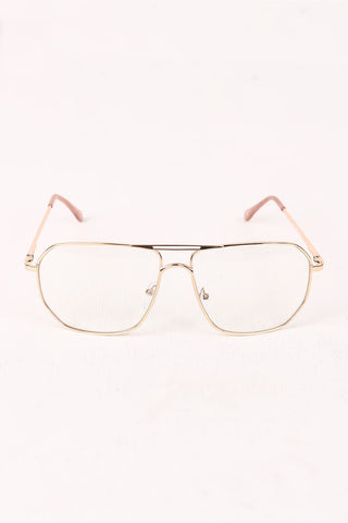 Clear Lens Geometric Aviator Glasses