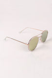 Wire Framed Mirrored Lens Sunglasses