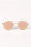 Wire Framed Mirrored Lens Sunglasses