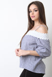 Crochet Spaghetti Strap Bardot Top