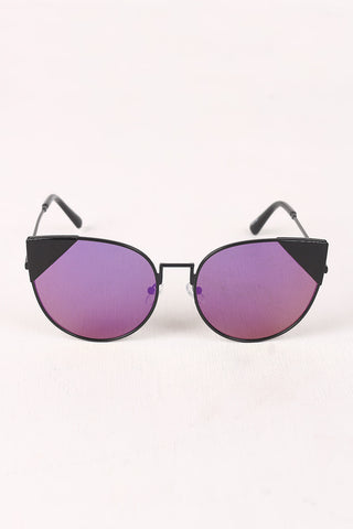 Wire Frame Mirrored Cat Eye Sunglasses