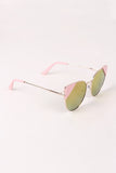 Wire Frame Mirrored Cat Eye Sunglasses