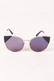 Wire Frame Mirrored Cat Eye Sunglasses
