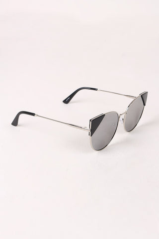 Wire Frame Mirrored Cat Eye Sunglasses