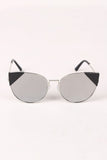 Wire Frame Mirrored Cat Eye Sunglasses