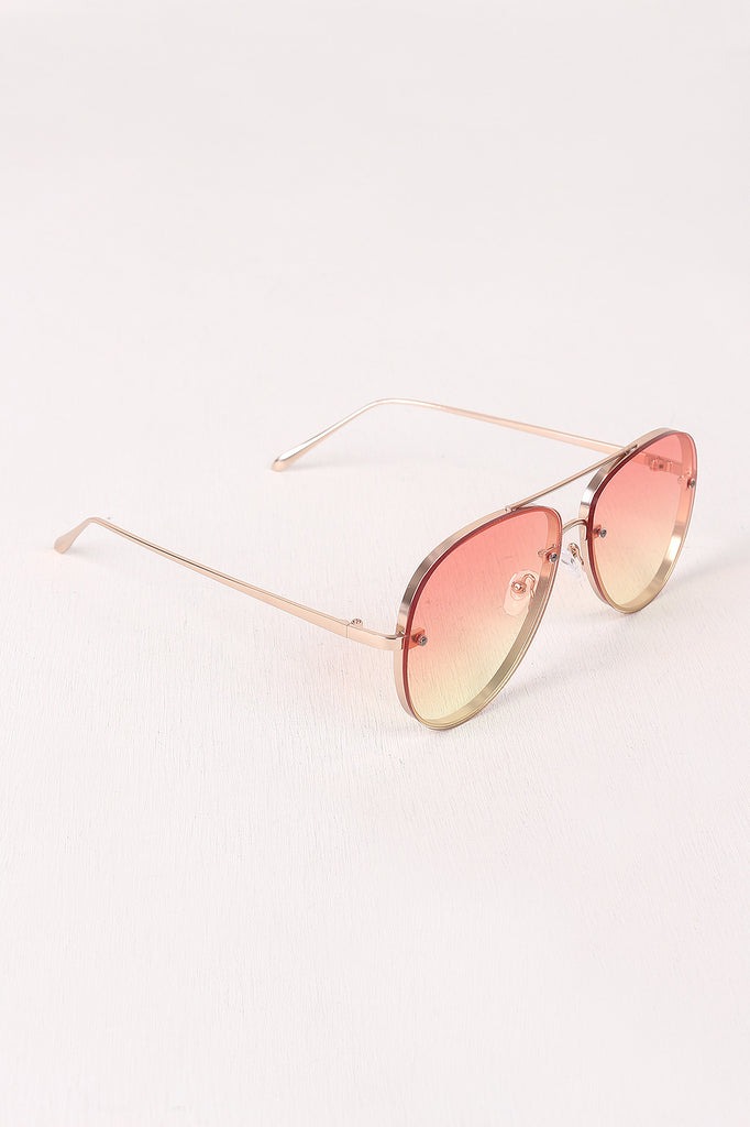 Gradient Double Bridge Aviator Sunglasses