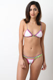 Colorful Whip Stitching Triangle Bikini Set