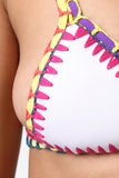 Colorful Whip Stitching Triangle Bikini Set