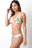 Flamingo Tropic Mesh Trim Triangle Bikini Set