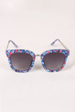 Marble Accent Plastic Frame Cat Eye Sunglasses