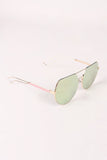 Semi-Rimless Double Bridge Laser Cut Round Sunglasses