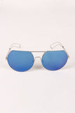 Semi-Rimless Double Bridge Laser Cut Round Sunglasses