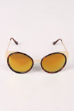 Mirrored Oval Metallic Cat Eye Sunglasses