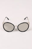 Mirrored Oval Metallic Cat Eye Sunglasses