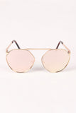 Geometric-Shape Mirrored Lens Sunglasses