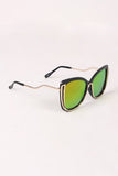 Wavy Arms Metallic Accent Mirrored Butterfly Sunglasses