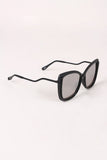 Wavy Arms Metallic Accent Mirrored Butterfly Sunglasses