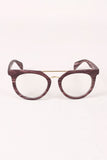 Printed Frame Round Clear Lens Glasses