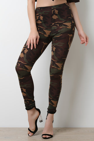 Camouflage Print Stretchy Leggings