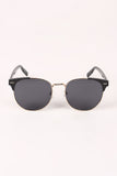 Round Mirrored Lens Cat Eye Clubmaster Sunglasses