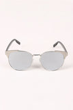 Round Mirrored Lens Cat Eye Clubmaster Sunglasses