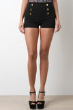Double Sided Button Accent High Waisted Shorts
