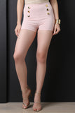 Double Sided Button Accent High Waisted Shorts