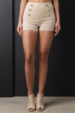 Double Sided Button Accent High Waisted Shorts