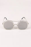 Double Bridge Round Mirrored Sunglasses