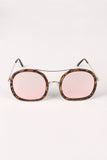 Double Bridge Round Mirrored Sunglasses