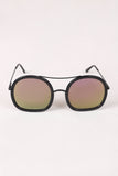 Double Bridge Round Mirrored Sunglasses