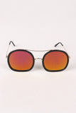Double Bridge Round Mirrored Sunglasses