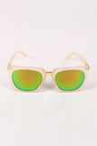 Geometric-Shape Plastic Frame Mirrored Sunglasses