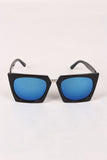 Geometric-Shape Plastic Frame Mirrored Sunglasses